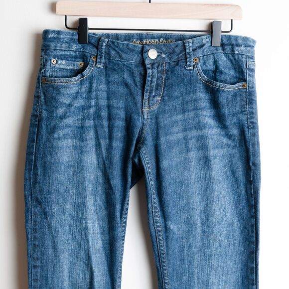 Vintage American Eagle Jeans Low Rise Flare Womens 8 R Medium Wash Y2K - Picture 3 of 15